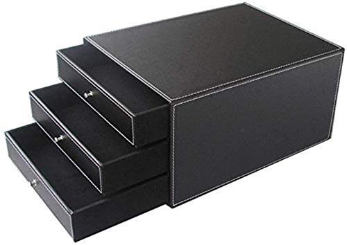 Aktenschrank Aktenschränke 3 Schubladen Desktop Daten Aufbewahrungsbox Leder Büroschrank 25 * 33 * 17cm Home Office Möbel (Schwarz) von SHABOZ