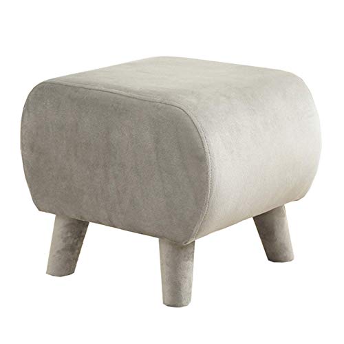 Fußhocker, Fußhocker aus Holz, gepolsterte Fußstütze, gepolstertes Kissen, Stuhl, Hocker, Fußstütze, Sitz kann verwendet werden, um Schuhe zu wechseln, hellgrau (Grau S von SHABOZ