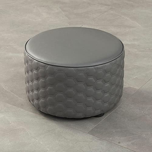 Fußhocker, Ottomane, Fußhocker, Ottomane, runder Fußhocker, Lederhocker, Wechselhocker, Fußhocker für Wohnzimmer, Küche, Schlafzimmer, Balkonhocker von SHABOZ