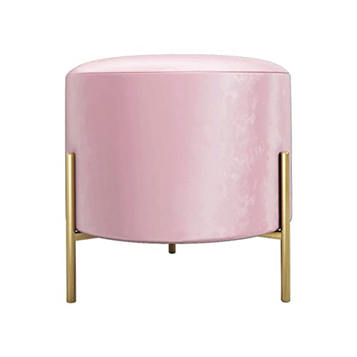 Fußhocker, Pouf, Fußhocker, Fußstütze aus Samt, runde Hocker, zum Wechseln von Schuhen, Hocker für Wohnzimmer, Sitzsack für Schlafzimmer, Girlish Pink-40 x 43 cm (G von SHABOZ