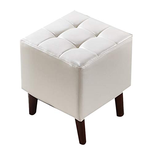 Fußhocker Fußhocker Fußhocker Fußstütze Fußstütze, Ottomane Schuhhocker Gepolsterter Sitz PU Gepolsterter Sitz Quadratische Fußstütze Fußstütze Holzständer Wohnzimmer Ankleidezimmer, 6 Farben (Color von SHABOZ