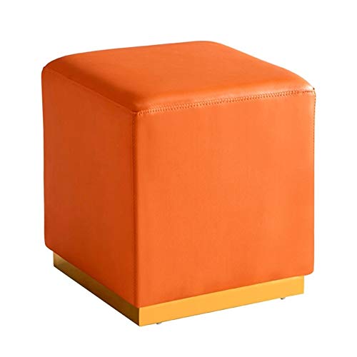 Fußhocker Fußhocker Fußhocker Ottomane Fußhocker PU Quadratische Fußhocker Schuhhocker Sofa Hocker Metallbasis Kinderzimmer, 6 Farben, 2 Größen (Color : Orange, Size : 32X32X35C von SHABOZ