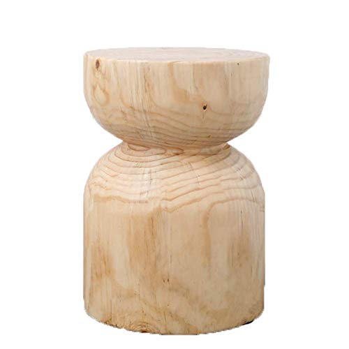 Fußhocker Fußhocker Hocker Pouf Hocker Couchtisch Hocker Runde Fußhocker Schuhhocker Massivholz-Dock Baumstumpf Wohnzimmer Garten, 2 Farben (Color : A, Size : 32X45CM) von SHABOZ