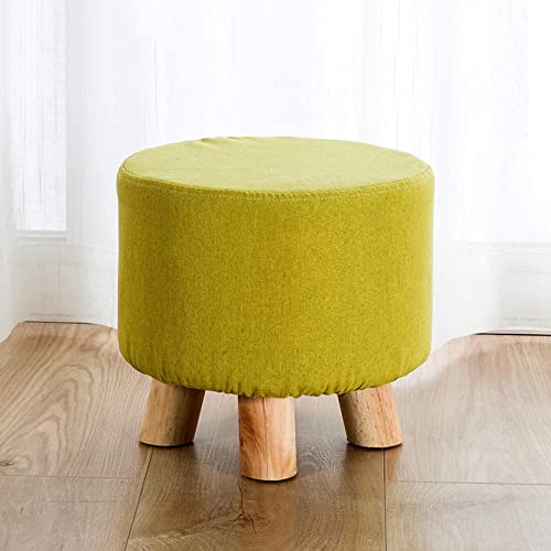 Fußhocker Fußhocker Ottomane Fußhocker Hocker Schminktisch Hocker für Schuhwechsel Hocker Fußstütze Runde Fußstütze aus Leinen mit Holzbein Pouf für das Schlafzimmer von SHABOZ
