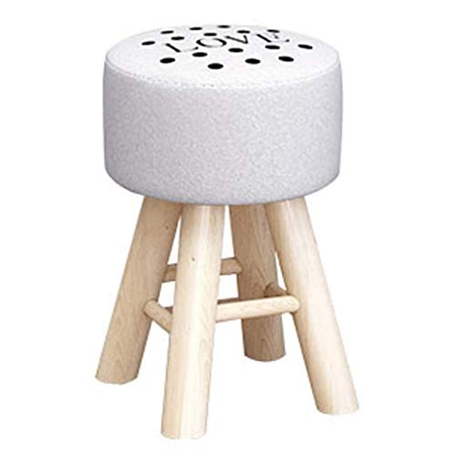Fußhocker Fußhocker Ottomane Fußstütze aus Leinen Pouf, Fußhocker kleiner Hocker, weicher und kompakter runder Sitz, Fußstütze mit abnehmbarem Leinenbezug - für Zuhause, Wohnzimmer von SHABOZ