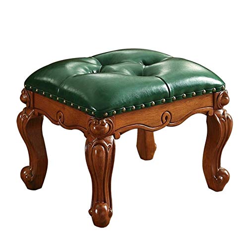 Fußhocker Fußhocker Pouf Fußhocker Fußhocker Hocker PU Fußstütze Fußstütze Fußstütze Sitzbank Fußstütze Wohnzimmer Massivholz, 4 Farben (Color : Brown, Size : 40X30X33CM) von SHABOZ