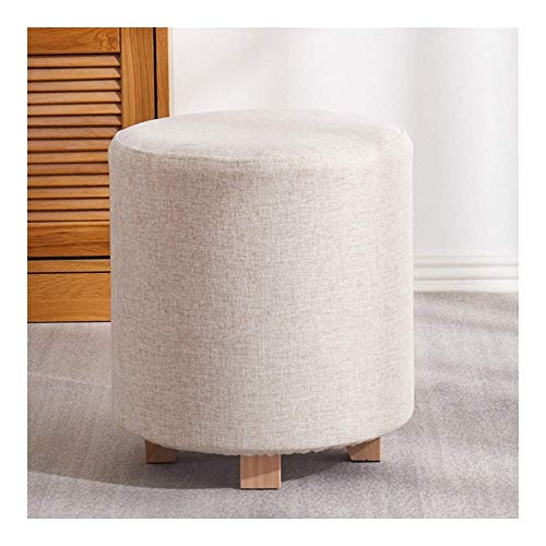 Fußhocker Fußhocker Pouf Fußhocker Fußhocker Hocker Sitzbank Schuhschrank Schminktisch Runde Fußbank aus Stoff Fußhocker Klein Wohnzimmer aus Massivholz, 2 Größen, 8 Farben von SHABOZ
