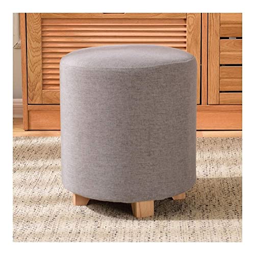 Fußhocker Fußhocker Pouf Fußhocker Fußhocker Hocker Sitzbank Schuhschrank Schminktisch Runde Fußbank aus Stoff Fußhocker Klein Wohnzimmer aus Massivholz, 2 Größen, 8 Farben von SHABOZ