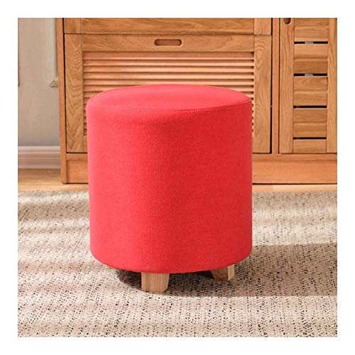 Fußhocker Fußhocker Pouf Fußhocker Fußhocker Hocker Sitzbank Schuhschrank Schminktisch Runde Fußbank aus Stoff Fußhocker Klein Wohnzimmer aus Massivholz, 2 Größen, 8 Farben von SHABOZ