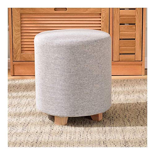 Fußhocker Fußhocker Pouf Fußhocker Fußhocker Hocker Sitzbank Schuhschrank Schminktisch Runde Fußbank aus Stoff Fußhocker Klein Wohnzimmer aus Massivholz, 2 Größen, 8 Farben von SHABOZ