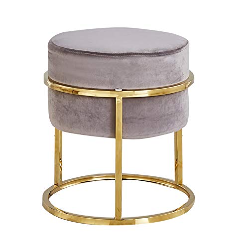 Fußhocker Fußhocker Pouf Fußhocker Fußhocker Schmiedeeisen Flanell Runde Fußstütze Kleine Runde Kleine Schuhhocker Elegante Einfachheit Bekleidungsgeschäft, 5 Farben (Color : Blac von SHABOZ