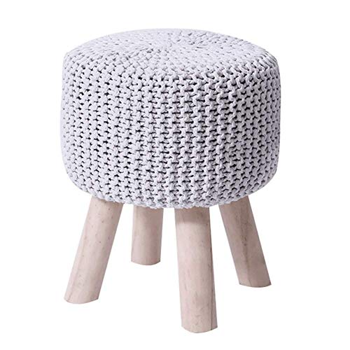 Fußhocker Fußhocker Pouf Fußhocker Fußstütze Gepolstert Pouf Fußhocker Kleine Runde Fußstütze Geflochten Fußhocker Home Decor Wohnzimmer, 8 Farben (Color : Gray, Size : 32X40C von SHABOZ