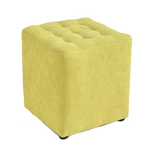 Fußhocker Fußhocker Pouf Hocker Fußhocker Gepolsterte Fußhocker Quadratische Änderung Schuhhocker Massivholzrahmen Wohnzimmer, 6 Farben (Color : Yellow, Size : 32X32X35 von SHABOZ