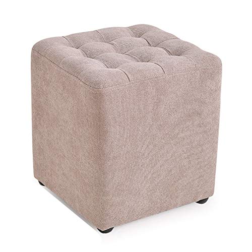 Fußhocker Fußhocker Pouf Hocker Fußhocker Gepolsterte Fußhocker Quadratische Änderung Schuhhocker Massivholzrahmen Wohnzimmer, 6 Farben (Color : Yellow, Size : 32X32X35 von SHABOZ