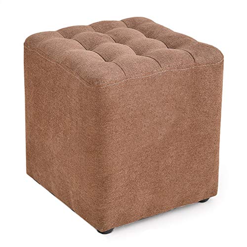 Fußhocker Fußhocker Pouf Hocker Fußhocker Gepolsterte Fußhocker Quadratische Änderung Schuhhocker Massivholzrahmen Wohnzimmer, 6 Farben (Color : Yellow, Size : 32X32X35 von SHABOZ
