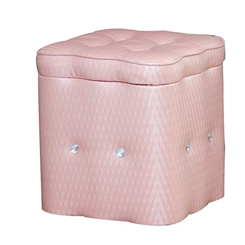 Fußhocker Fußhocker Sitzhocker Fußhocker Fußhocker Ottomane Fußstütze Fußstütze PU Korridor Schuhhocker Wohnkultur, 5 Farben (Color : Pink, Size : 40X40X40CM) (Pin von SHABOZ