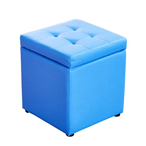 Fußhocker Ottoman Fußhocker Würfel Kunstleder Sitzhocker Hocker Sitzbank Sitzbank Spielzeugbox mit Reißverschluss Obere Organizer Rosa 30 x 30 x 35 cm (12 x 12 x 14 Zoll) (Blau 30 x 30 x 35 cm (12 von SHABOZ