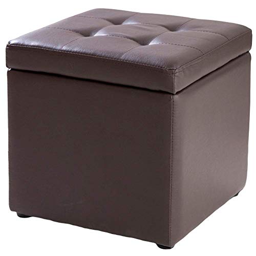Fußhocker Ottoman Fußhocker Würfel Kunstleder Sitzhocker Hocker Sitzbank Sitzbank Spielzeugbox mit Reißverschluss Top Organizer Box Schwarz 31x31x36 cm (12x12x14 Zoll) (Braun 40x40x40cm(16x16x16)) von SHABOZ
