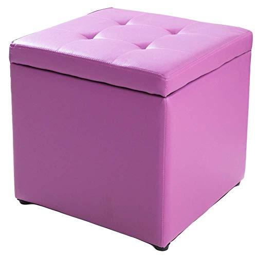 Fußhocker Ottoman Fußhocker Würfel Kunstleder Sitzhocker Hocker Sitzbank Sitzbank Spielzeugbox mit Reißverschluss Top Organizer Box Schwarz 31x31x36 cm (12x12x14inch) (Violett 40x40x40cm(16x16x16)) von SHABOZ