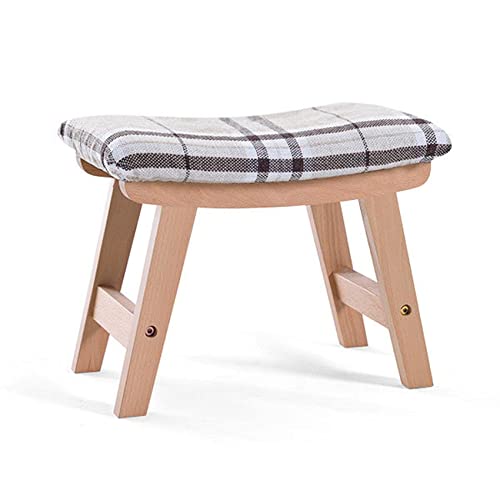Fußhocker Ottomans Fußhocker Pouf Fußstütze Fußstütze Fußstütze aus Baumwolle und Leinen Schuhwechsel Hocker Schlafzimmer Pouf für Wohnzimmer, Marineblau-38 x 26 x 29 cm von SHABOZ