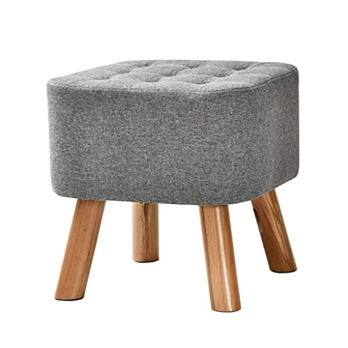 Fußhocker Ottomans Fußhocker quadratisch niedrige Fußstütze Polsterhocker Fußhocker Fußhocker Massivholz Anti-Rutsch Bett Endhocker Langlebig Grau (Grau) von SHABOZ