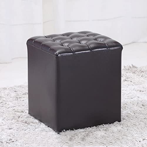 Fußhocker Pouf Fußhocker Fußhocker Fußhocker Quadratische Fußstütze aus Leder Weiche Fußstütze Wechseln Schuhe Rutschfeste Fußstütze Leicht zu reinigen, Gelb Braun von SHABOZ