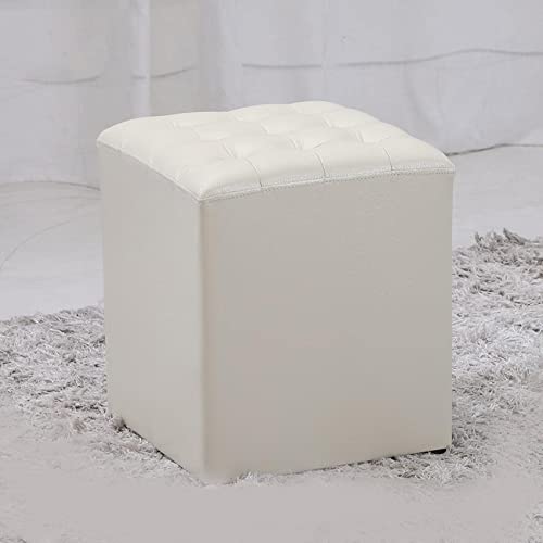 Fußhocker Pouf Fußhocker Fußhocker Fußhocker Quadratische Fußstütze aus Leder Weiche Fußstütze Wechseln Schuhe Rutschfeste Fußstütze Leicht zu reinigen, Gelb Braun von SHABOZ