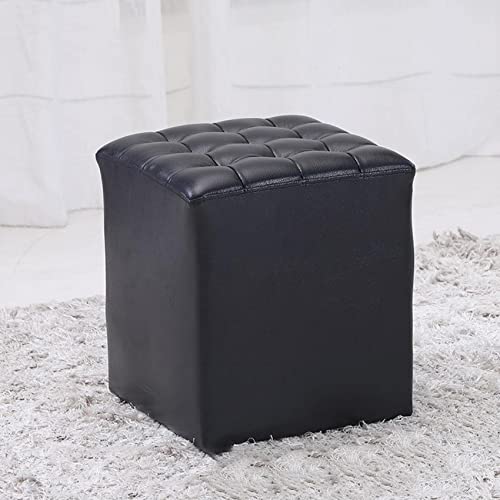 Fußhocker Pouf Fußhocker Fußhocker Fußhocker Quadratische Fußstütze aus Leder Weiche Fußstütze Wechseln Schuhe Rutschfeste Fußstütze Leicht zu reinigen, Gelb Braun von SHABOZ