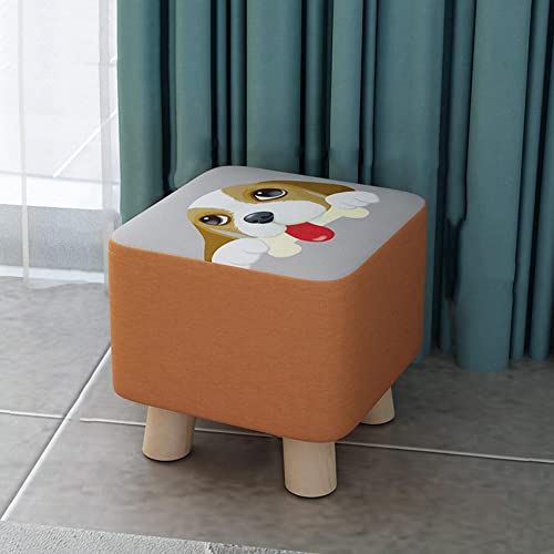Fußhocker Pouf Fußhocker Wechsel Schuhe Quadratische Fußstütze aus Leinen Ottomane für Schlafzimmer Pouf für Wohnzimmer, Black Cat-28x28x25cm von SHABOZ