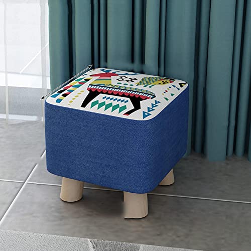 Fußhocker Pouf Fußhocker Wechsel Schuhe Quadratische Fußstütze aus Leinen Ottomane für Schlafzimmer Pouf für Wohnzimmer, Schwarze Katze - 28 x 28 x 25 cm von SHABOZ