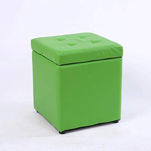 Fußhocker Sitzhocker Hocker Hocker Ottomane mit Anti-Rutsch-Matte PU-Leder Fußstütze, Sitzbank mit hochelastischer Schwammpolsterung (Color : Yellow) (Green) von SHABOZ