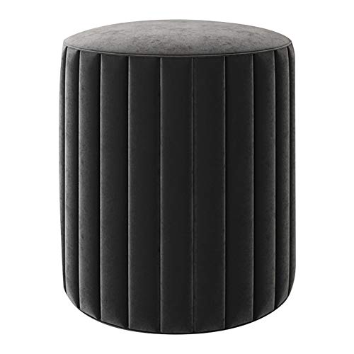 Fußrasten Fußhocker Pouf Fußhocker Fußhocker Hocker Sofa Pouf Fußhocker Runde Flur Schuhhocker Massivholzrahmen, 5 Farben (Color : Black, Size : 40X45C von SHABOZ