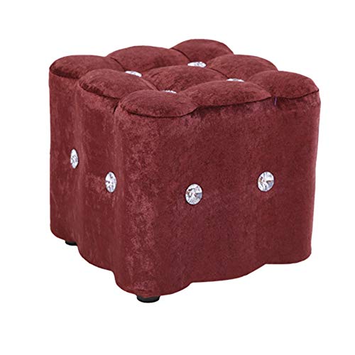 Fußrasten Fußhocker Pouf Hocker Fußhocker Gepolstert Kleine Quadratische Massivholz-Fußbank Schuhhocker Bekleidungsgeschäft, 5 Farben, 2 Größen (Color : Purple, Yes von SHABOZ