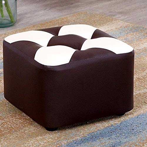 Fußschemel Ottomans Fußschemel Leder Fußhocker, Osmanische quadratische Ottomane Ottomane Ottomane Schlafzimmer Wohnzimmer Balkon kleine niedrige Hocker 4 Fuß rutschfeste tragende starke kleine bank von SHABOZ
