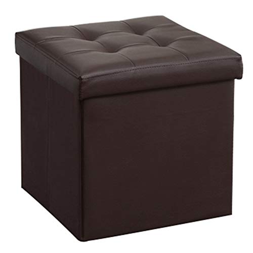 Fußstütze Fußhocker Ottomane Hocker Fußhocker Fußhocker Ottomane Quadratische PU Fußstütze Spielzeug Truhen Schlafzimmer Faltbar, 5 Farben (Color : Brown, Size : 38X38X38CM) von SHABOZ