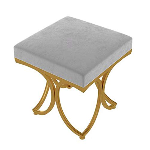 Fußstütze Fußhocker Pouf Fußhocker Fußhocker Schuhbank Hocker Ruhe Sitz Hocker Kleiner Hocker Quadratische Fußstütze Schmiedeeisen-Struktur, 10 Farben (Color : Gray, Dim von SHABOZ