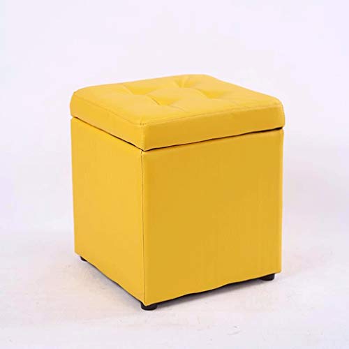 Fußstütze Pouf Stuhl Hocker Hocker Hocker mit Anti-Rutsch-Matte PU-Leder Fußstütze, Sitzbank mit hochelastischer Schwammpolsterung (Color : Yellow) von SHABOZ