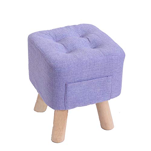 Ottomane, Fußhocker, quadratische Form, 4 Beinstützen, kleine waschbare Sitzbank, Leinenstoff-Hocker, Lounge-Hocker, Lounge-Hocker, Holzhocker von SHABOZ