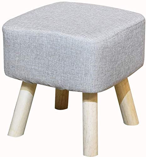 Ottomane Ottomane Fußschemel einfache Hocker, Fußschemel Sofa Hocker moderne Ottomane Schuhbank Leinen Stoff rutschfeste Holzbeine Home dekorative Ruhe, 4 Farben/Grün/40 * 40 * 42cm (Grau 40 * 40 * 40 von SHABOZ