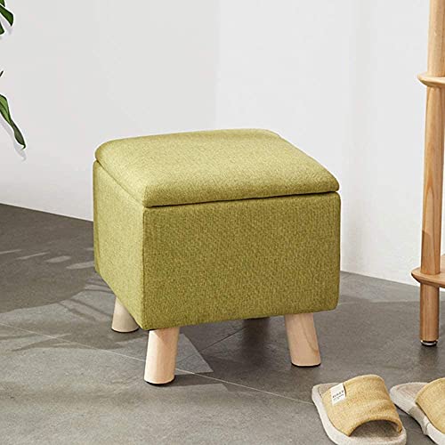 Ottomanen-Hocker, quadratisch, mit Stauraum, 33 cm (13 Zoll), kleiner Sofa-Fußhocker mit Deckel, gepolsterter Eingangshocker aus synthetischem Leinenstoff von SHABOZ