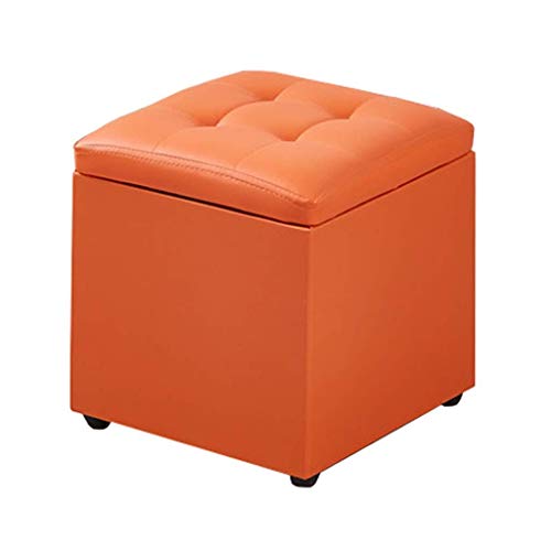 Ottomanenhocker, Fußhocker, Möbel, orange, Kunstleder, platzsparend, praktische gepolsterte Fußstütze, Fußstütze, Sitzhocker, Ottomane, max. 150 kg von SHABOZ