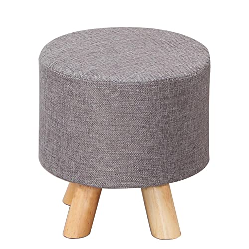Ottomanenhocker, Ottomanenhocker mit Bein, Fußhocker, Schuhwechselhocker aus Leinen, kleiner Hocker, runder Fußhocker, Hocker für Wohnzimmer oder von SHABOZ