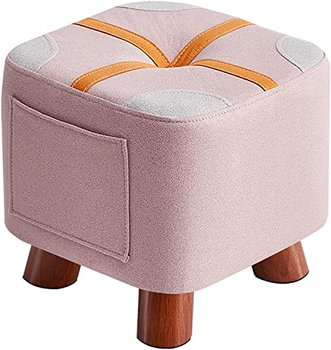 Ottomanenhocker, quadratischer Fußhocker, Kreuz mit Seitentasche, kleine Fußstütze aus technologischem Stoff mit Holzbeinen, luxuriöse, leichte, stapelbare Fußstütze für Wohnzimmer Schlafzimmer von SHABOZ