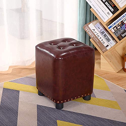 Ottomanenhocker aus Kunstleder, quadratisch, kleiner Ottomanen-Couchtisch mit leisen Füßen aus ABS, Fußstütze für Wohnzimmer, Schuhwechselhocker, Hocker für Ottomanenhocker aus Kunstleder, quadratisch, kleiner Ottomanen-Couchtisch mit leisen Füßen aus ABS, Fußstütze für Wohnzimmer, Schuhwechselhocker, Hocker für von SHABOZ