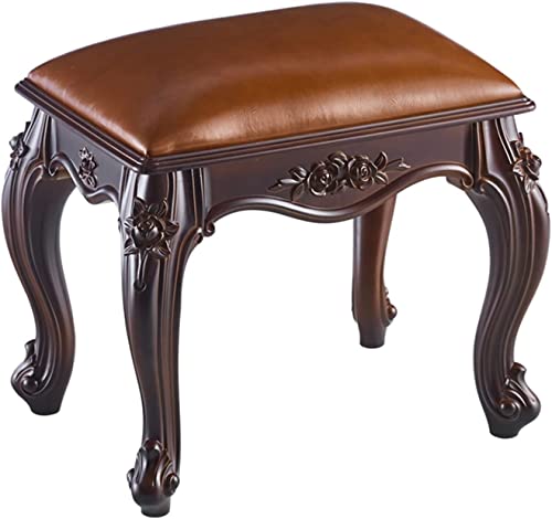 Ottomans Fußhocker Hocker PU Rechteckige Kleine Fußbank, Modernes Zuhause Wohnzimmer Schlafzimmer Ruhen Stuhl Sofa Stuhl Fußstütze, Massivholz Rahmen Hocker Beine, Hohe Tragfähigkeit,37cm×26cm× von SHABOZ