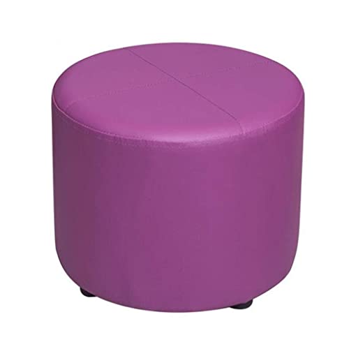 Ottomans Fußhocker Kleine Fußstütze Runder Pouf Kleine Fußstütze aus PU-Leder mit Holzbeinen Luxuswechsel Fußstütze für Flur-20 x 28 cm Gelb (Lila 20 x 28 cm) von SHABOZ