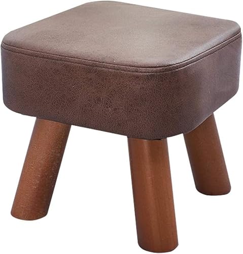 Ottomans Ottomans Ottomans Fußschemel Quadratische Ottomane mit Holzbeinen, Wohnzimmer Schlafzimmer Hocker Fußstütze/kleiner Couchtisch, Polster Zusatzsitz, Flur Schuhwechselhocker, braun 28×25cm ( von SHABOZ