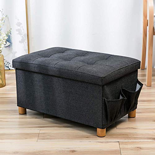 SHABOZ Fußhocker, Ottomane, Aufbewahrungsboxen für Erwachsene, Fußstütze, Fußstütze, faltbar, multifunktionaler Hocker für Wohnzimmer Schlafzimmer (38 x 38 x 38 cm, schwarz) von SHABOZ
