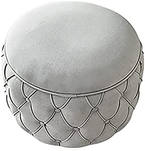 SHABOZ Fußhocker, runder Sitzpouf, Fußhocker aus Samt, Premium-Sitzsack mit Stauraum, Sitzhocker mit Stauraum, Grau, 58 x 58 x 43 cm (23 x 23 x 17 Zoll) von SHABOZ