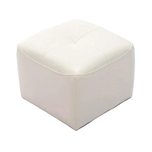 SHABOZ Fußhocker Hocker Möbel Einfacher quadratischer Hocker Kreativer Hocker aus Leder Fußstütze Osman Wohnzimmer Sessel Couchtisch Bank Weiß (42 cm; 42 cm; 34 cm) Fußstütze Ottoman von SHABOZ